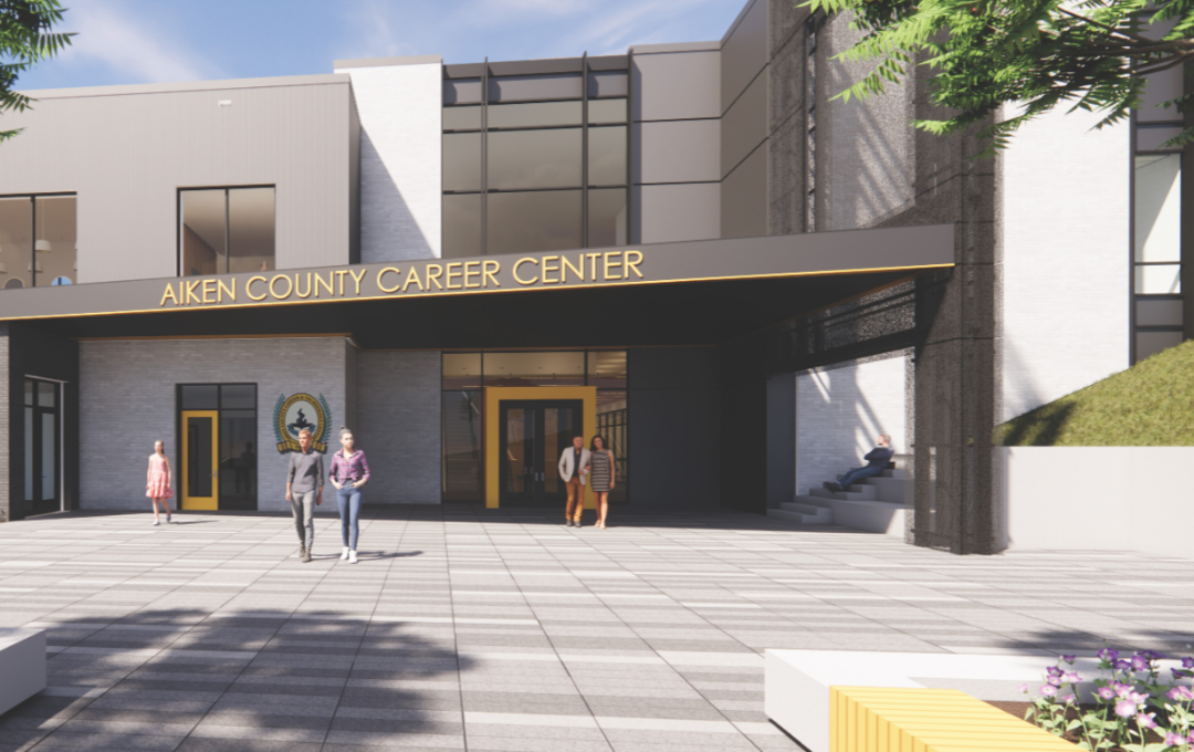 Art rendering of the front of the proposed Aiken County Career and Technology Center