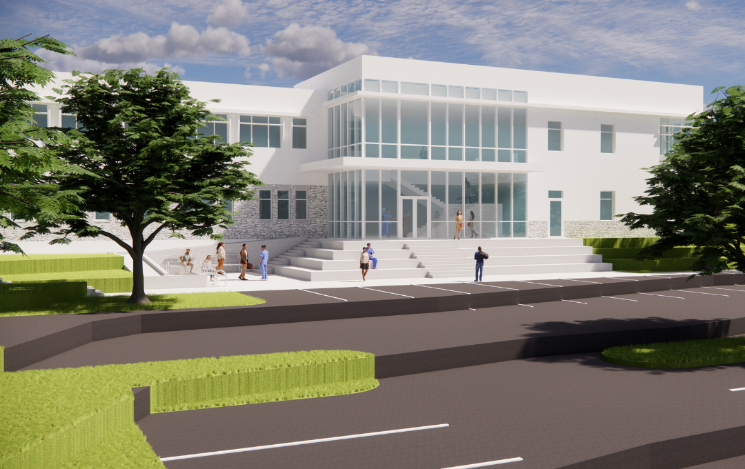 Art rendering of the front of the proposed Nursing Education Center