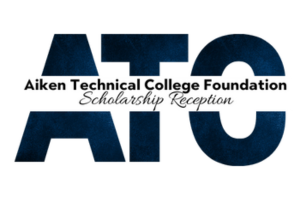 Large ATC letters with the phrase Aiken Technical College Foundation Scholarship Reception going through the middle horizontally